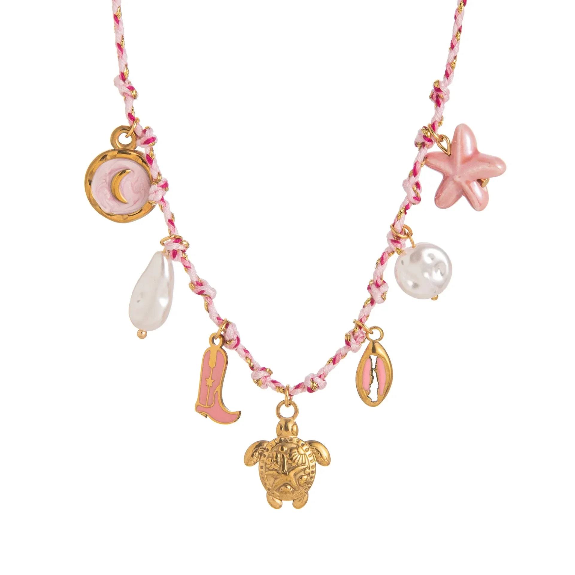 the pink charm necklace