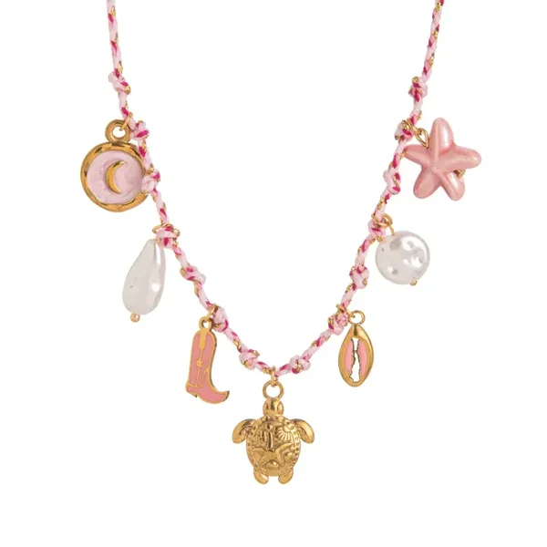 the pink charm necklace