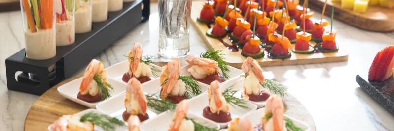 octo catering, personal chef services, shrimp cocktail, veggie on a pick