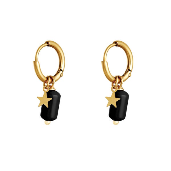 Little star earrings Black