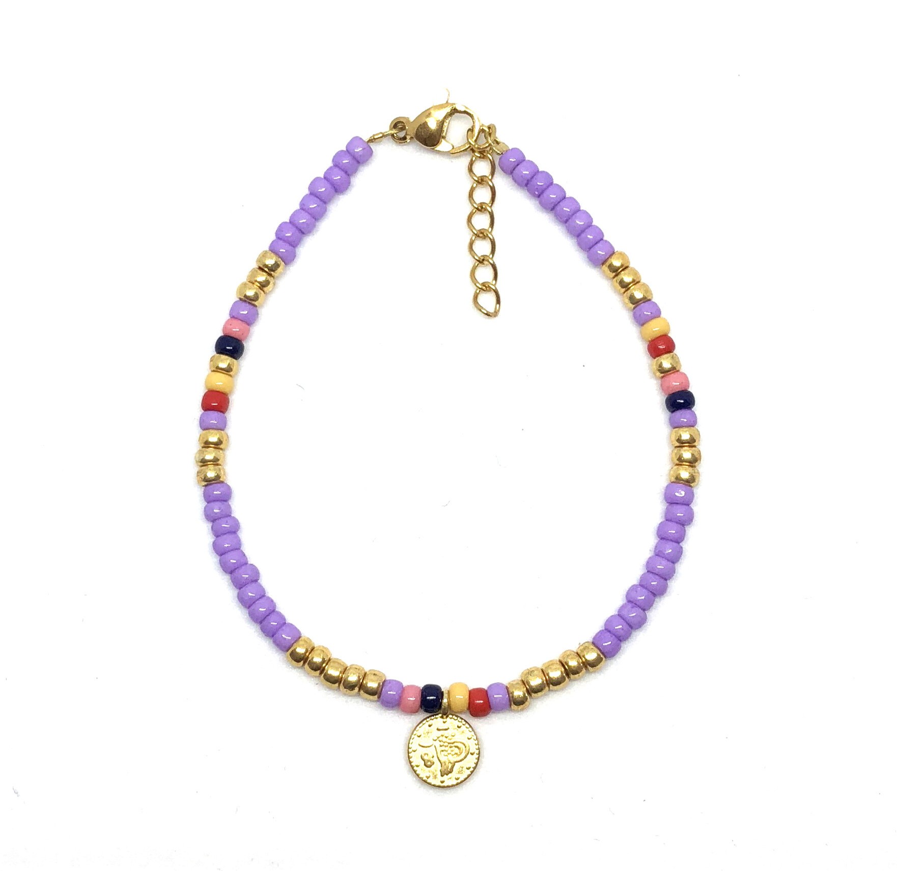 Purple one coin Bracelet