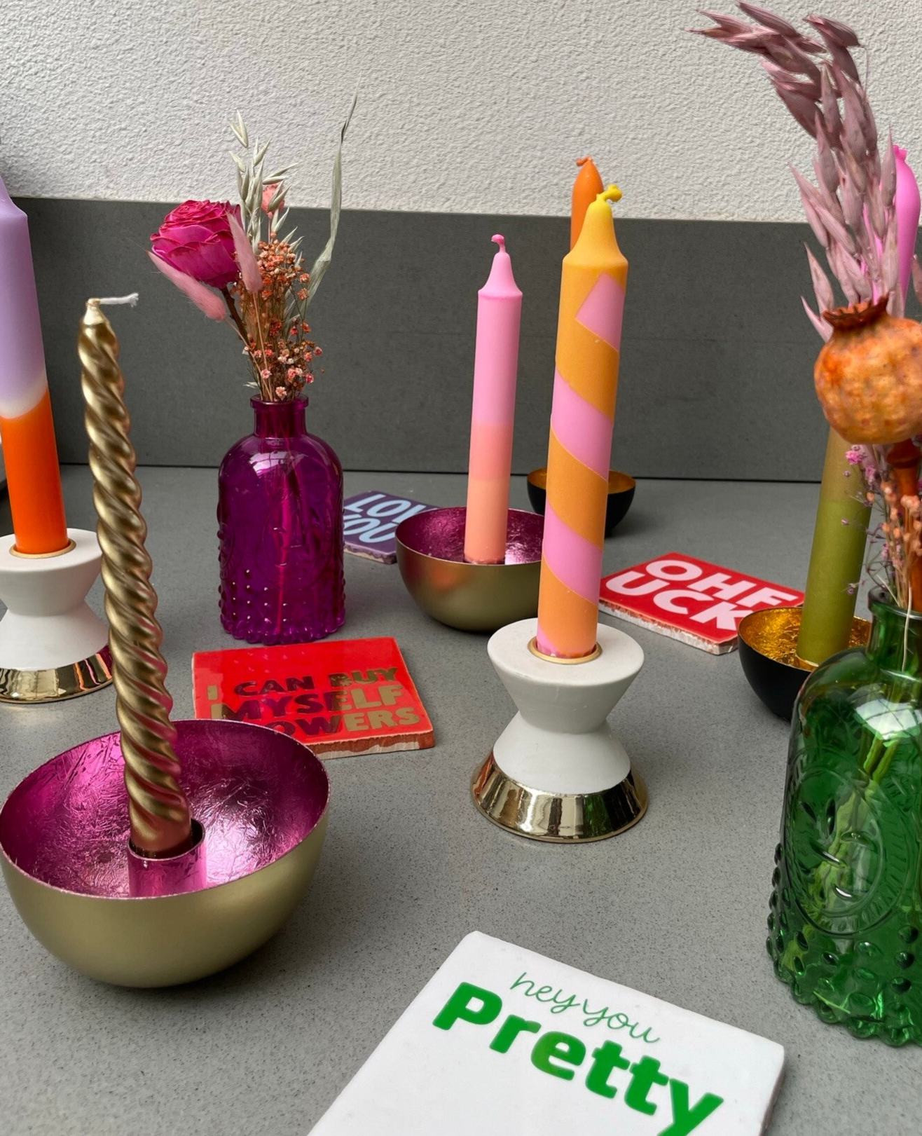 Gold twist kaarsen (per 2)