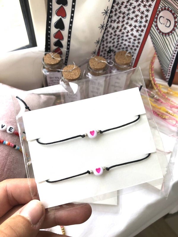 Black/Pink heart bracelets 