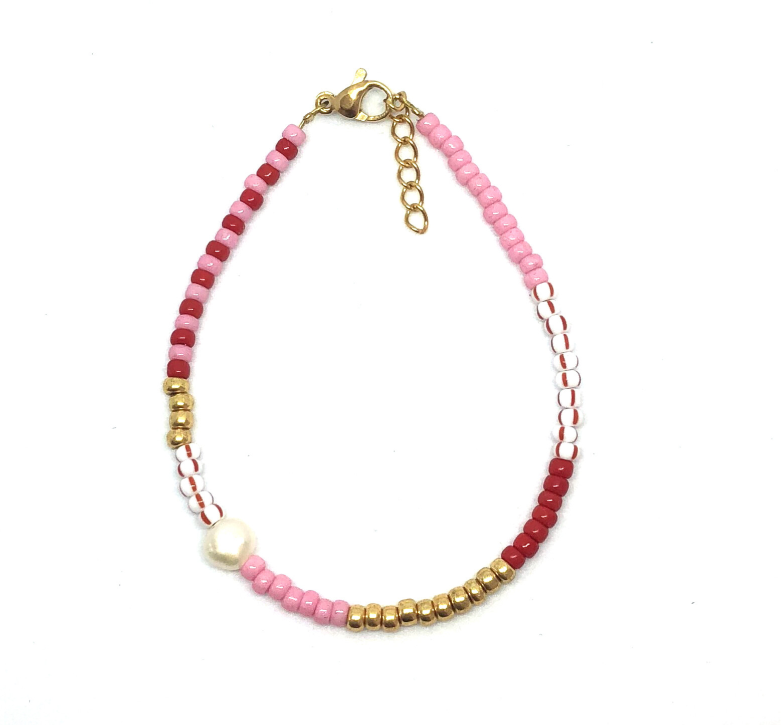 Red, Pink Pearl Bracelet