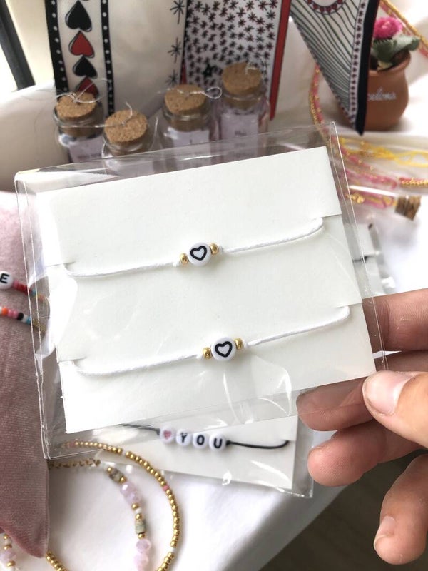 White heart bracelets