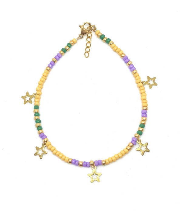 Yellow/Purple/Green Star Anklet