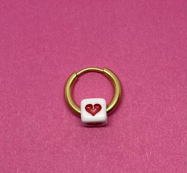 Square heart one piece earring