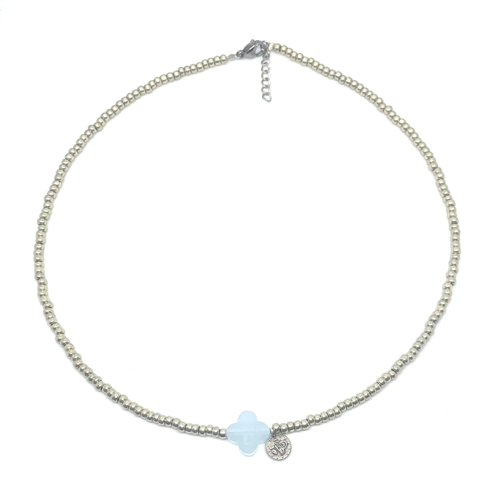 Zilver/Blue Facet Necklace