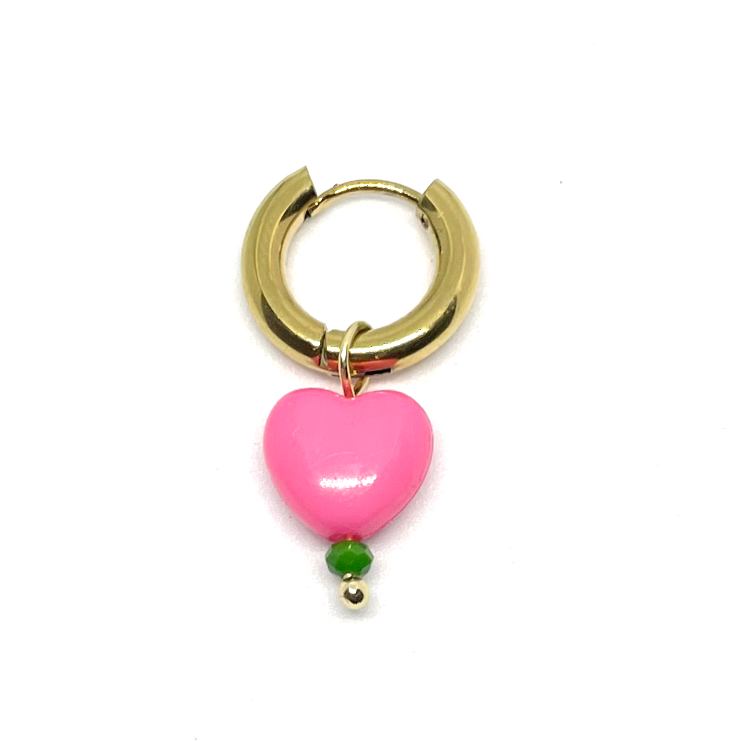 Pink Heart One piece Earring