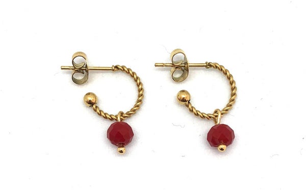 Gold/Red Twist Earrings