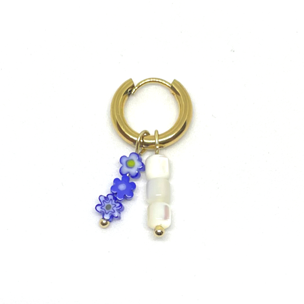Blue Flowers One piece Earring