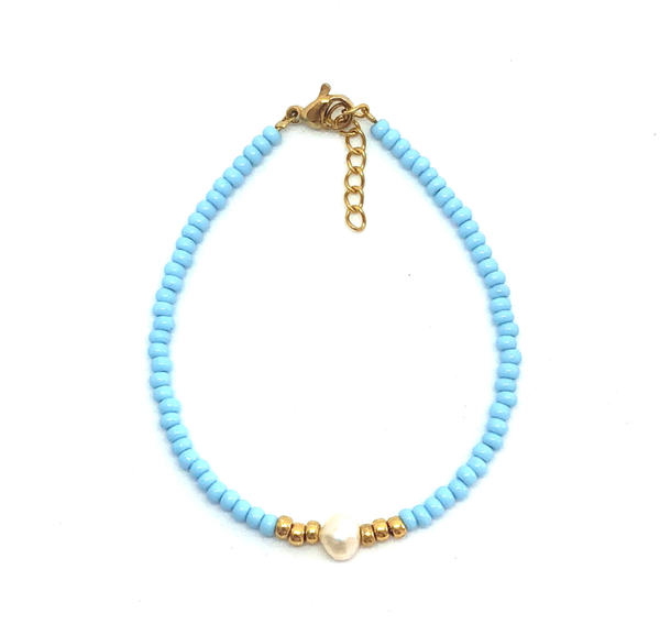 Blue/Gold Pearl Bracelet