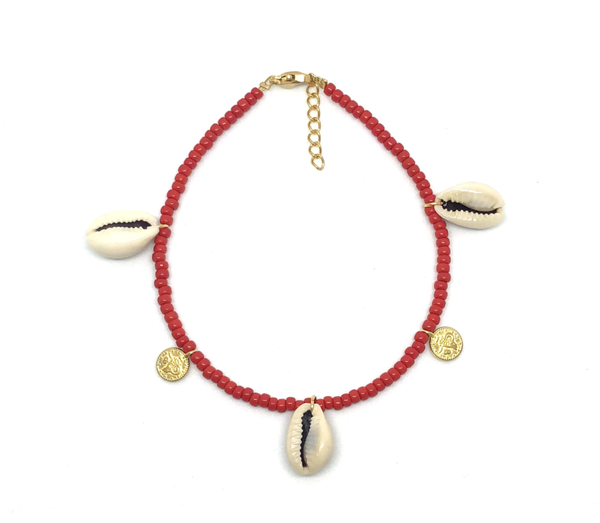 Red Shell Coin Anklet