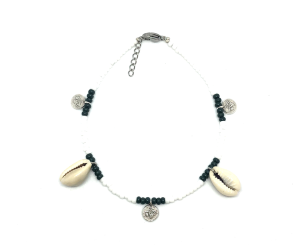 White/Dark Shell Green Anklet
