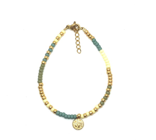 Gold, Blue, Yellow Coin Bracelet