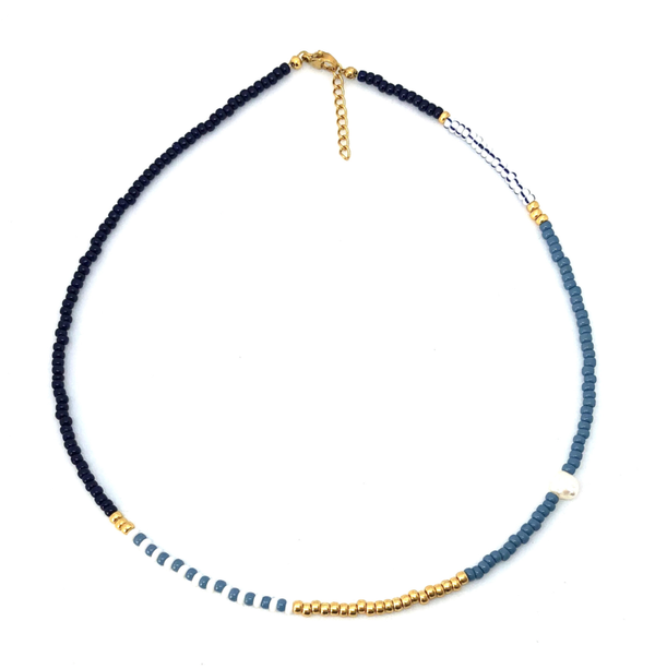 Blue/Gold Pearl Necklace