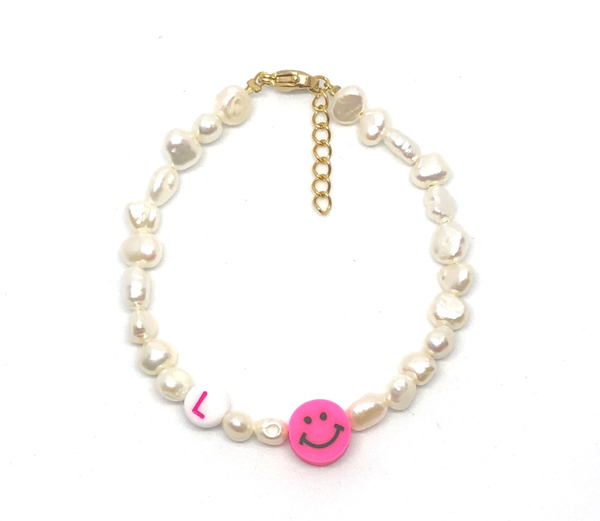 initial smile pearl bracelet