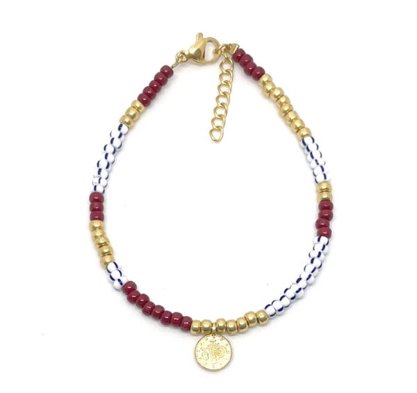 Gold/red/blue bracelet