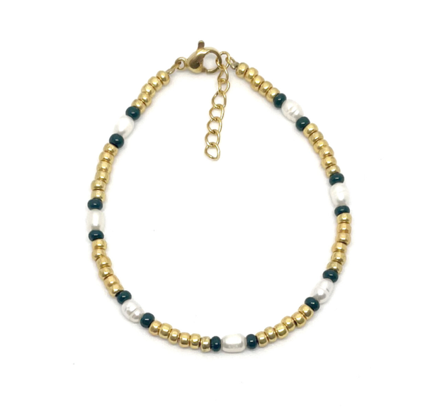Gold/green pearl bracelet