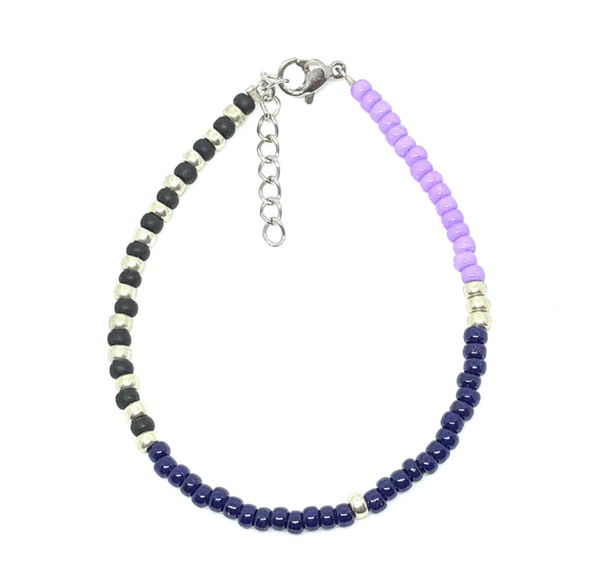 Beads Bracelet Silver/Purple/Blue