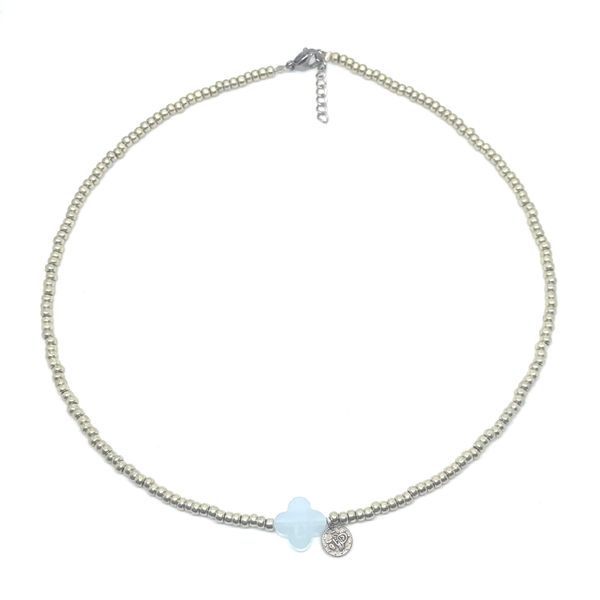 Zilver/Blue Facet Necklace