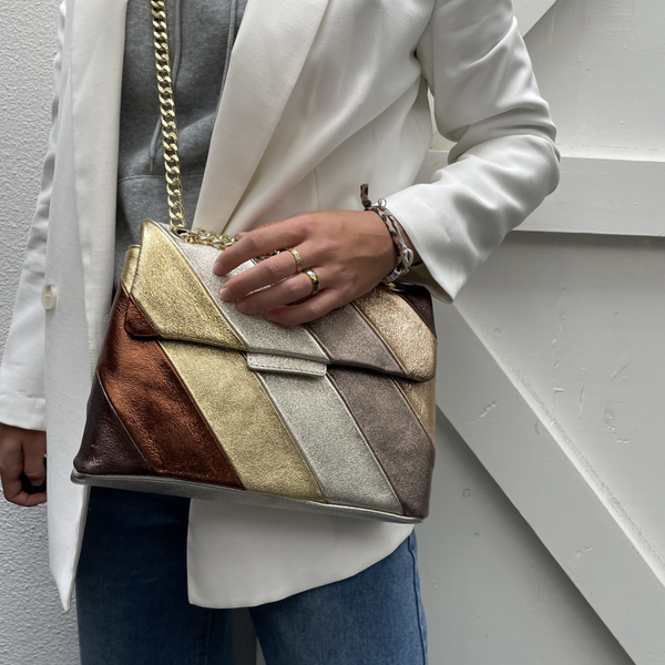 Golden Metallic Leather Bag