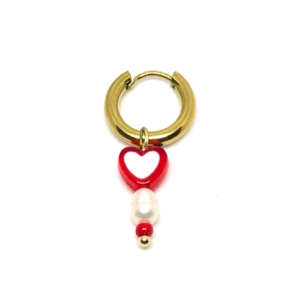 Red Heart One piece Earring