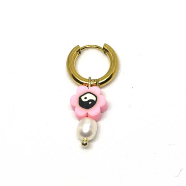 Yin Yang Pink One piece Earring
