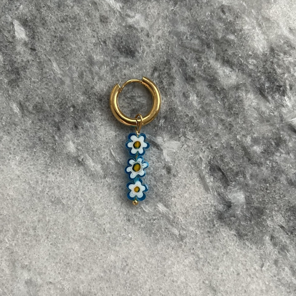 Blue Flower One piece Earring