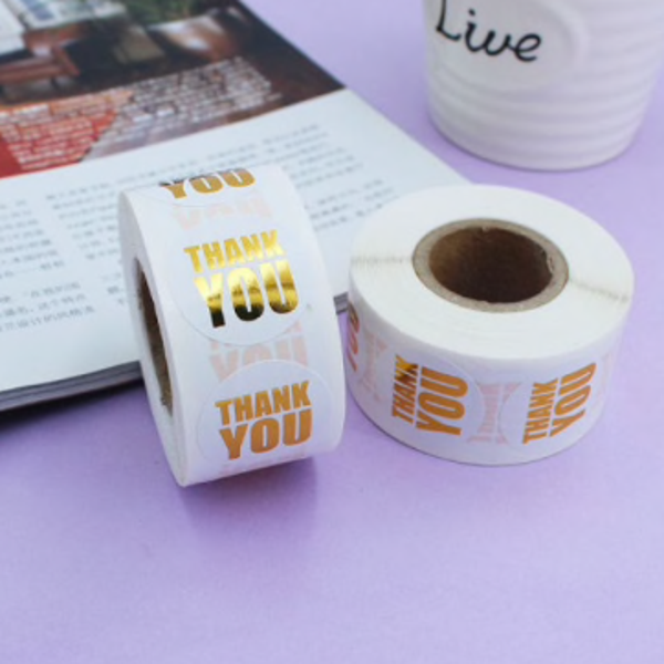 Thank you Stickers White (Roll 500 stickers)