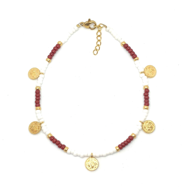Red/White Coins Anklet