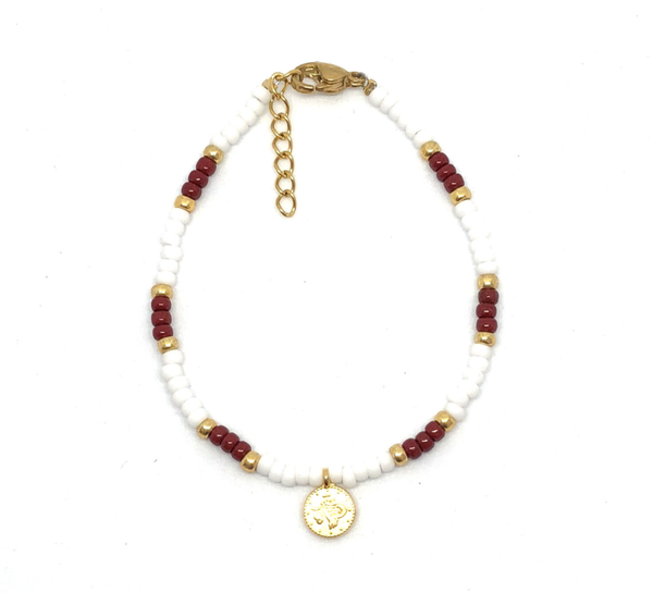 Red/White One coin Bracelet