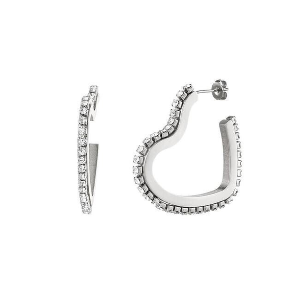 Zircon Heart Earrings Silver