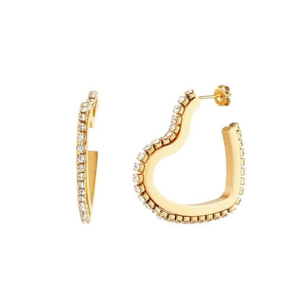 Zircon Heart Earrings Gold