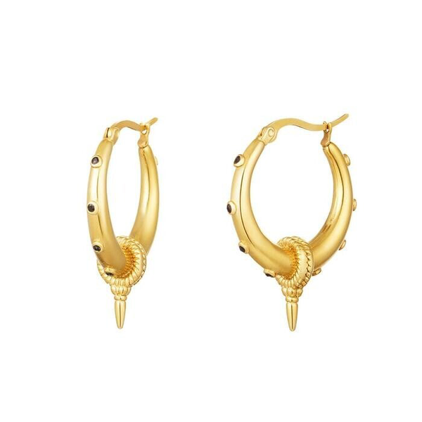 Stones Hoops Gold