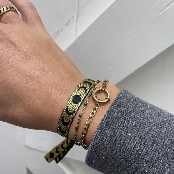 Black/Gold Moon Lint Bracelet
