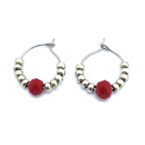 Silver/Red Hoops