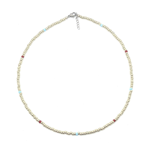 Silver/Red/Blue Necklace