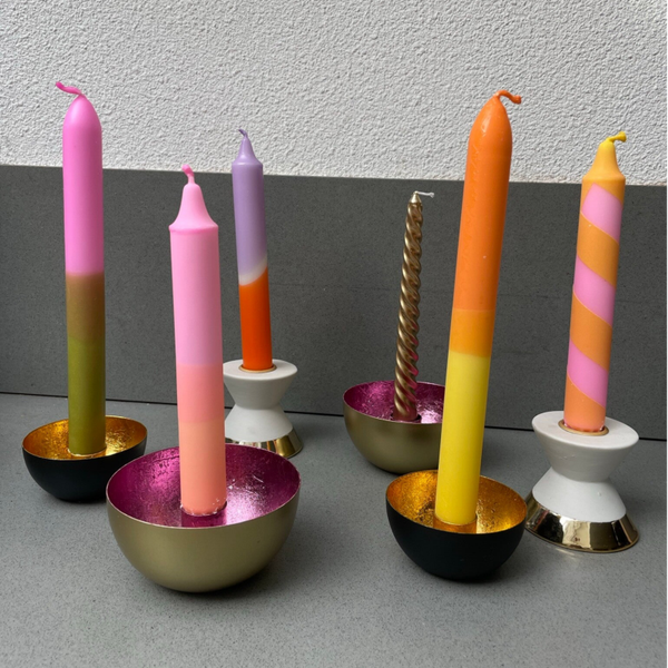 Dip Dye kaarsen geel en oranje (per2)