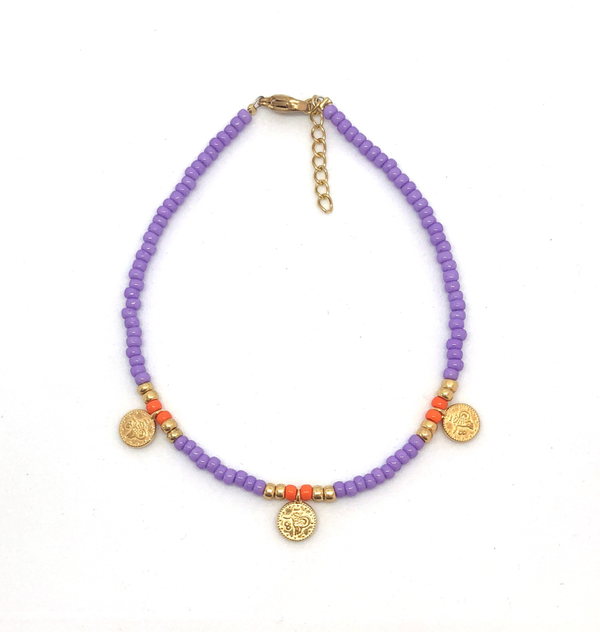Purple coins Anklet