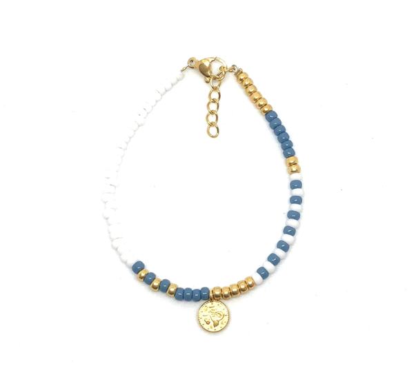 Blue/Gold/White coin Bracelet