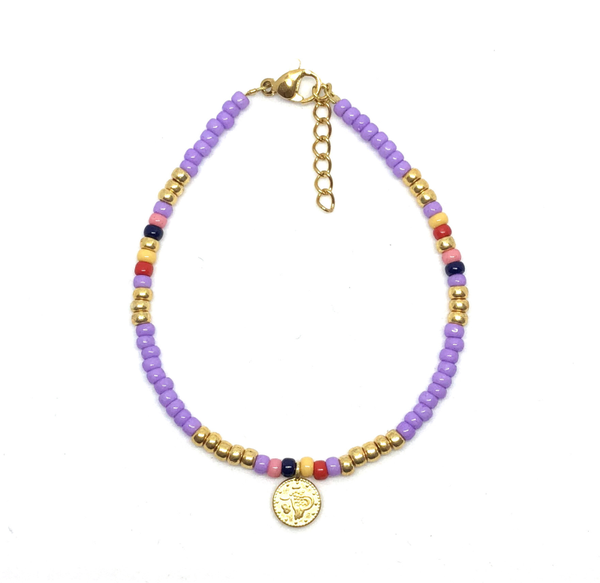 Purple one coin Bracelet