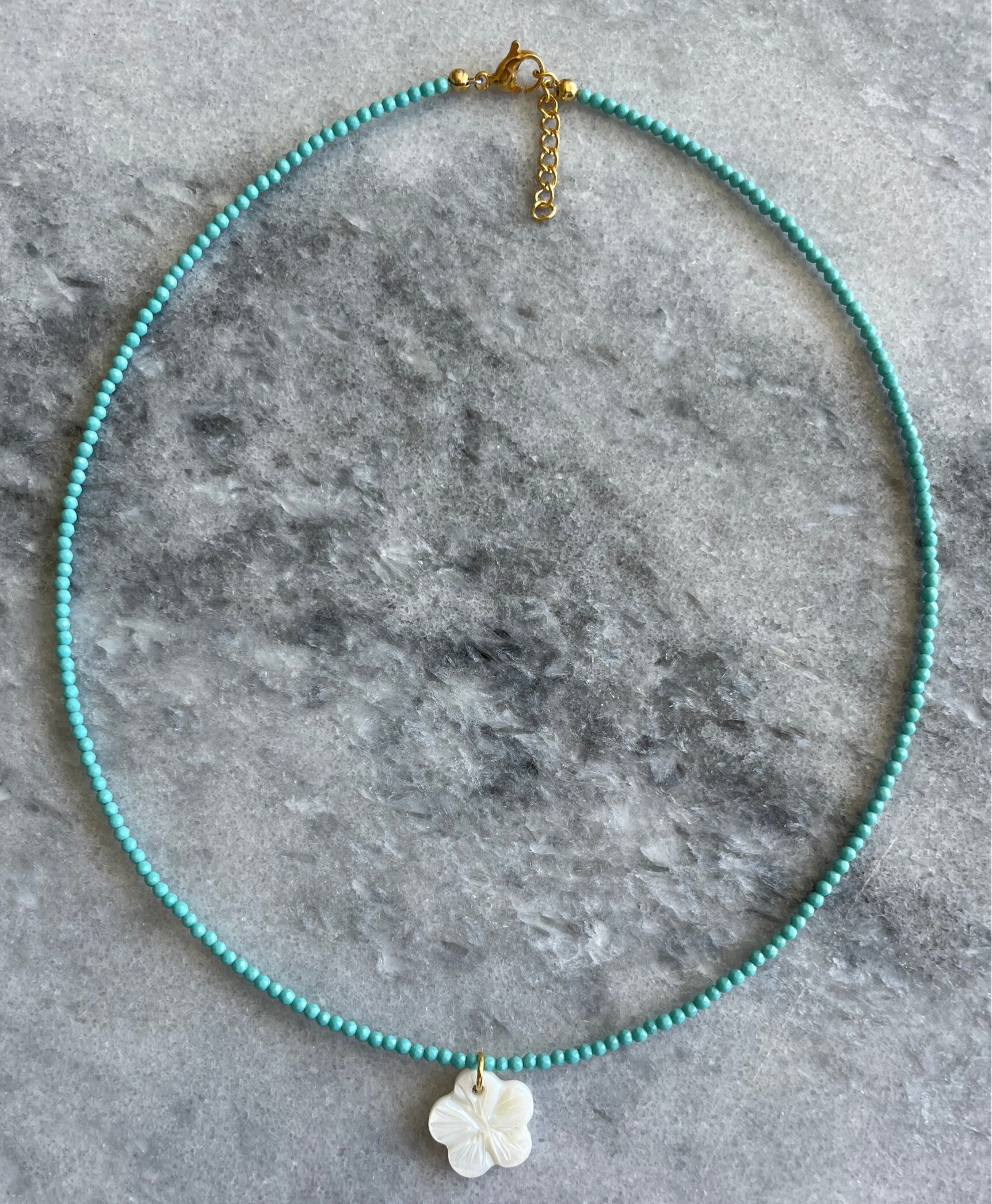 Small blue flower necklace