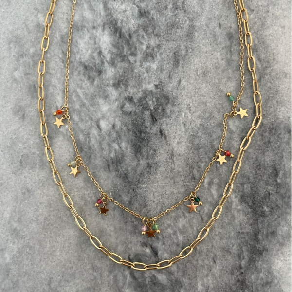 Dubbel star necklace