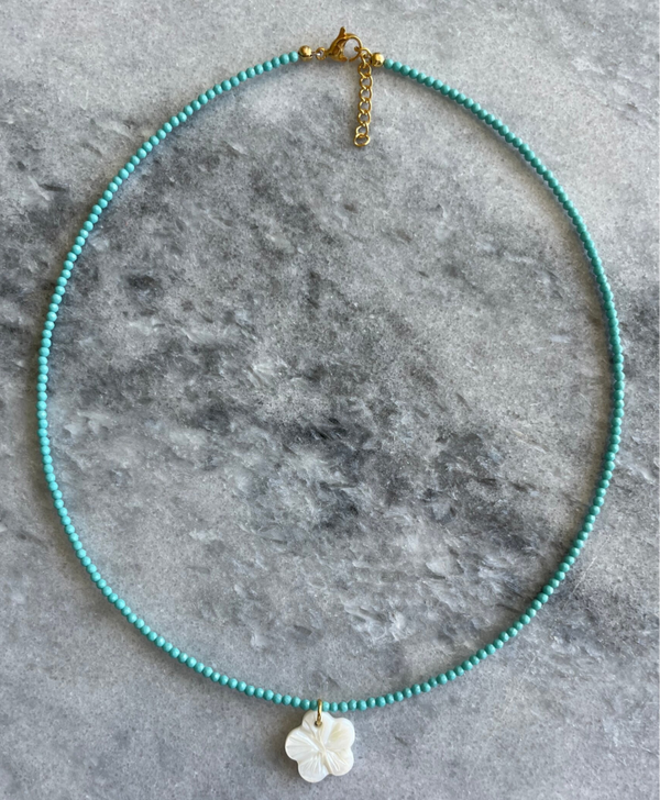 Small blue flower necklace