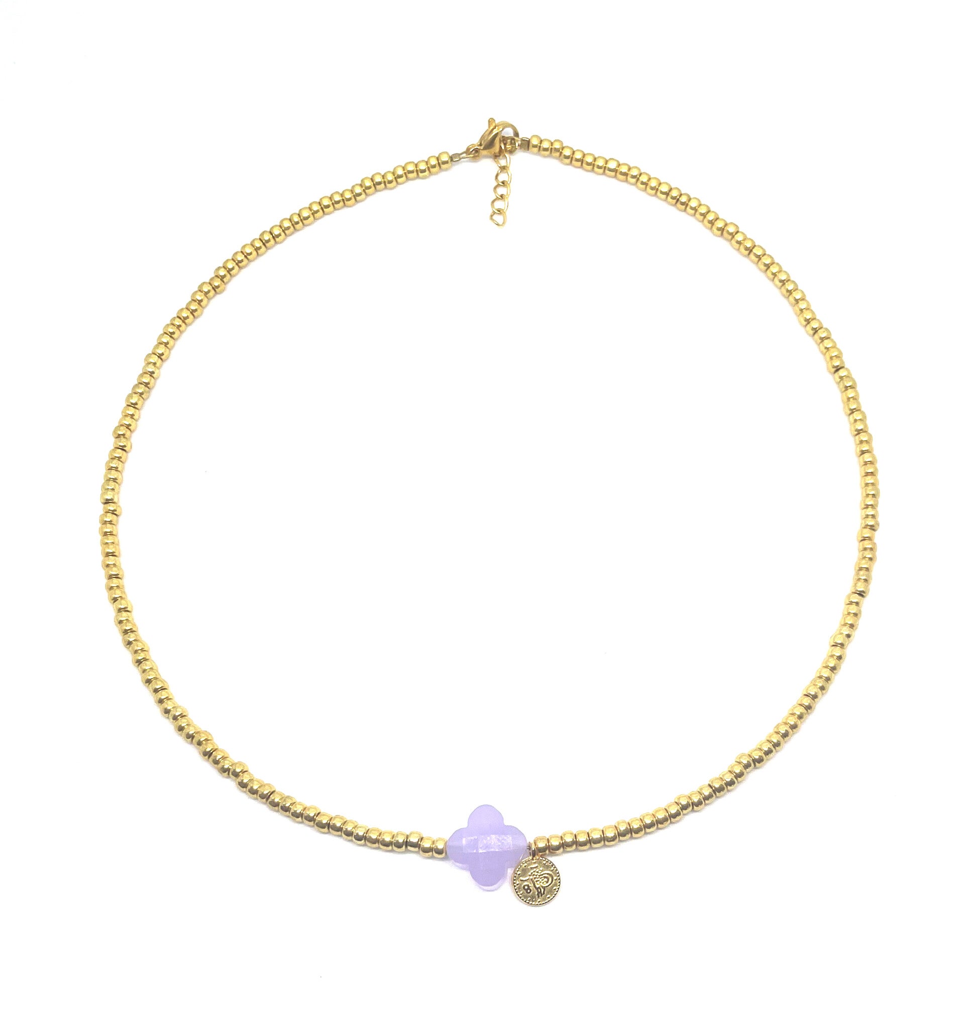 Goud/Pink Facet Necklace