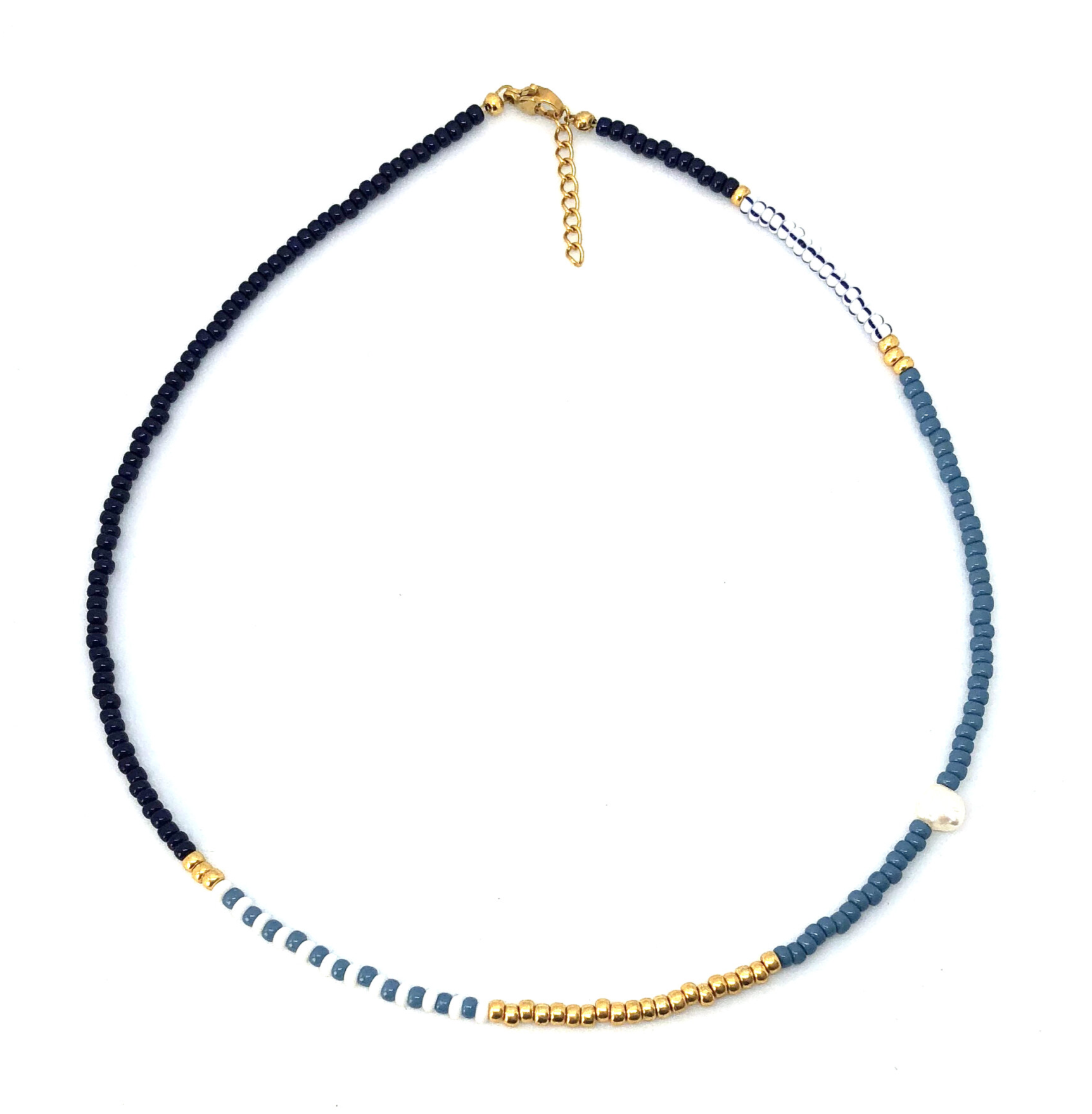 Blue/Gold Pearl Necklace