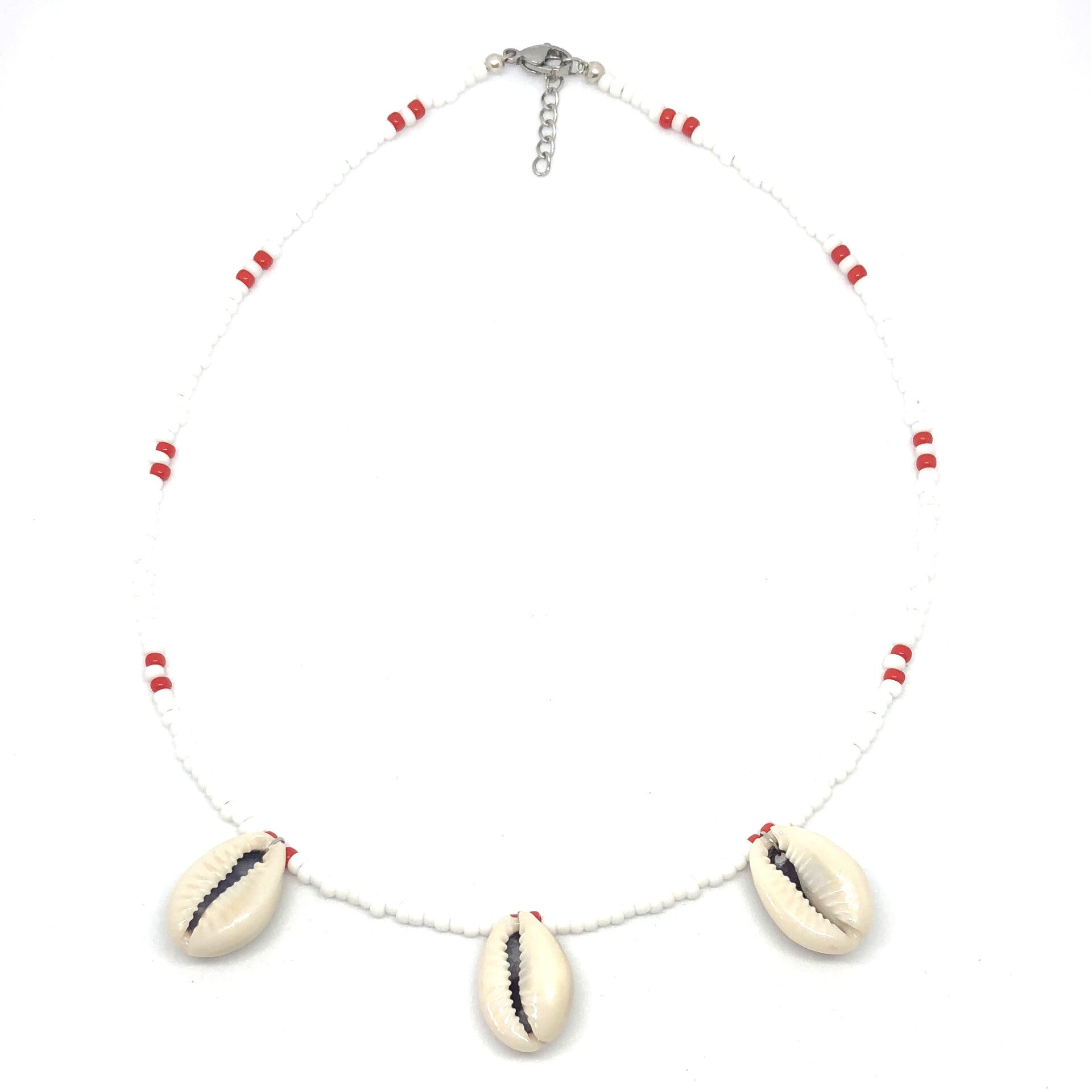 3 Shell White/Red Necklace