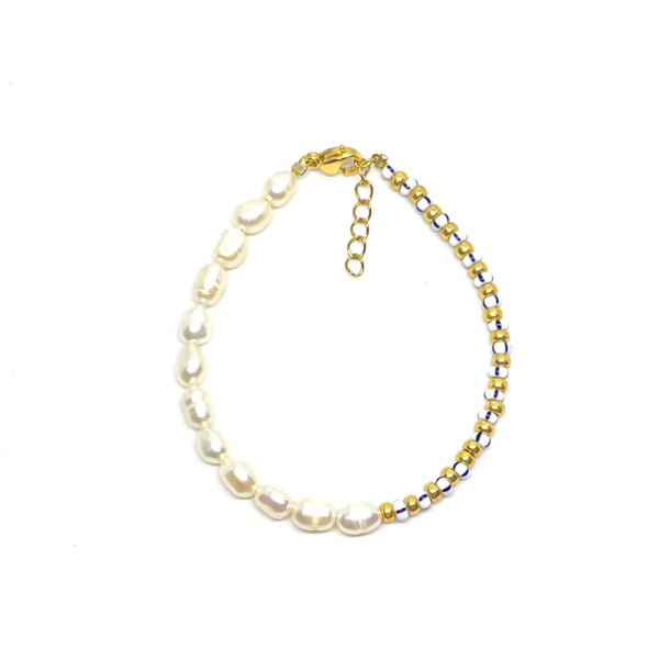 Half Pearl Blue Bracelet