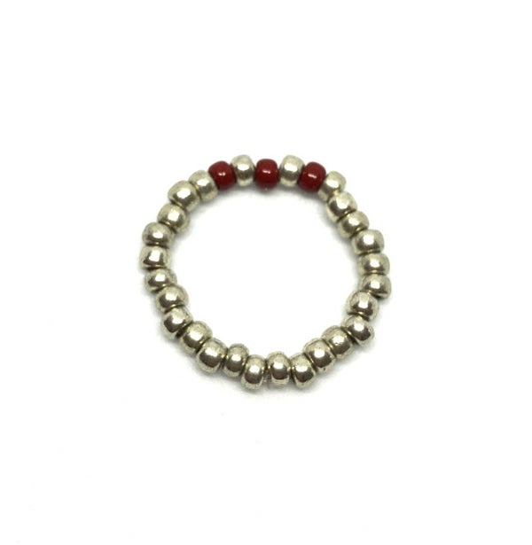Bead Ring Silver/Red